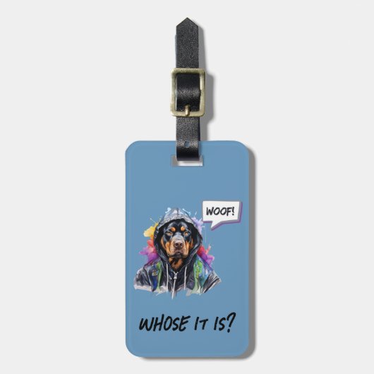 Blue Hip Hop Rottweiler Bagagelabel (Voorkant verticaal)