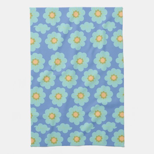 Blue Hippie Flowers Theedoek (Verticaal)