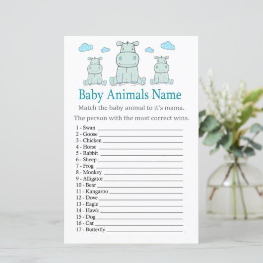 Blue Hippo Baby Animals Name Game (Staand voorkant)