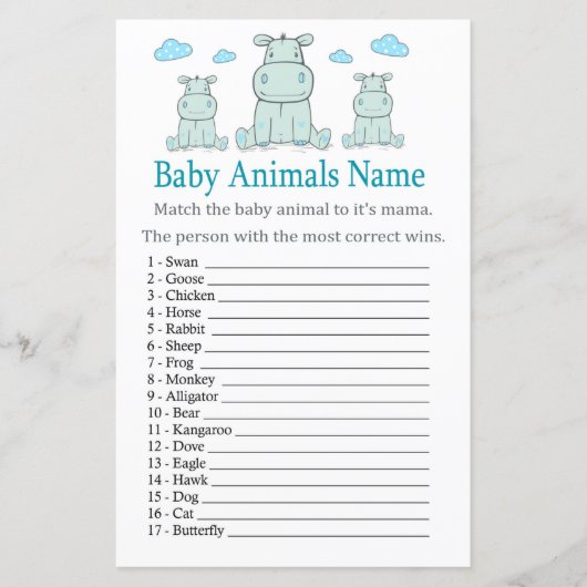 Blue Hippo Baby Animals Name Game (Voorkant)