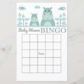 Blue Hippo baby shower bingo card (Voorkant)