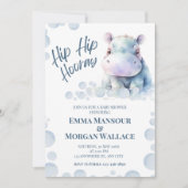 Blue Hippo Baby shower Feestdagenkaart (Voorkant)