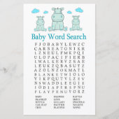 Blue Hippo Baby shower Word Search Game (Voorkant)