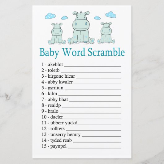 Blue Hippo Baby word scramble game (Voorkant)
