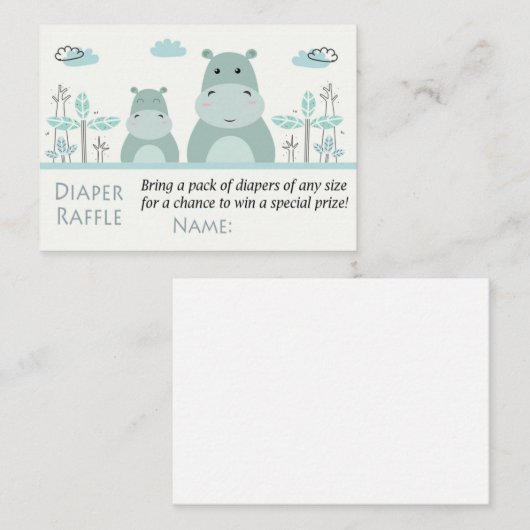 Blue Hippo Diaper Raffle Tickets (Voorkant / Achterkant)