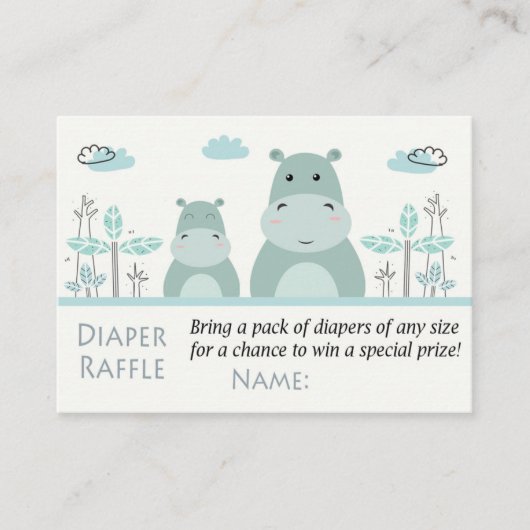 Blue Hippo Diaper Raffle Tickets (Voorkant)