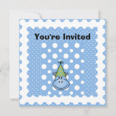 Blue Hippo Gepersonaliseerd verjaardagsuitnodiging Kaart (Voorkant)