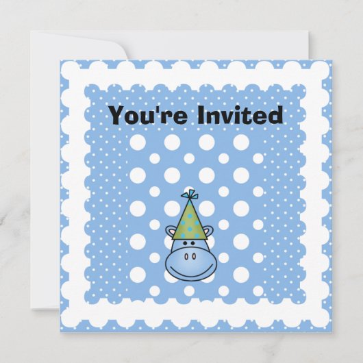 Blue Hippo Gepersonaliseerd verjaardagsuitnodiging Kaart (Voorkant)