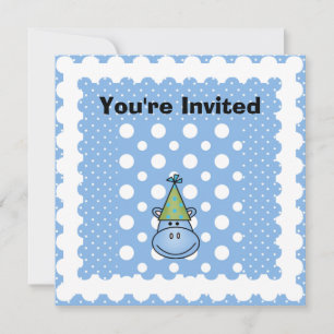 Blue Hippo Gepersonaliseerd verjaardagsuitnodiging Kaart