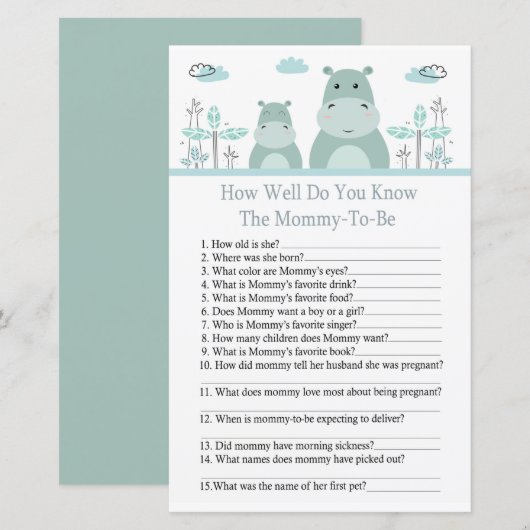 Blue Hippo Hoe goed ken je baby shower? (Voorkant / Achterkant)