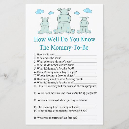 Blue Hippo Hoe goed ken je baby shower game? (Voorkant)