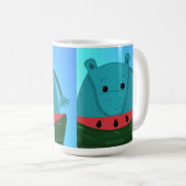 Blue Hippo met Watermelon Slice Koffiemok (Voorkant rechts)