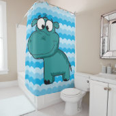 Blue Hippopotamus Hippo Animals Zoo Safari Douchegordijn (In situ)