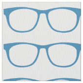 Blue Hipster Geek Glasses Fabric Stof (Close Up)