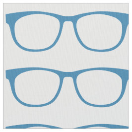 Blue Hipster Geek Glasses Fabric Stof