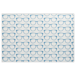 Blue Hipster Geek Glasses Fabric Stof