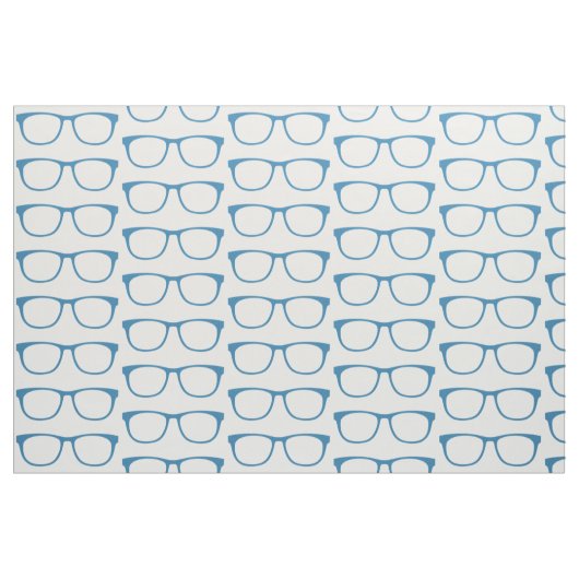 Blue Hipster Geek Glasses Fabric Stof (Fat Quarter)