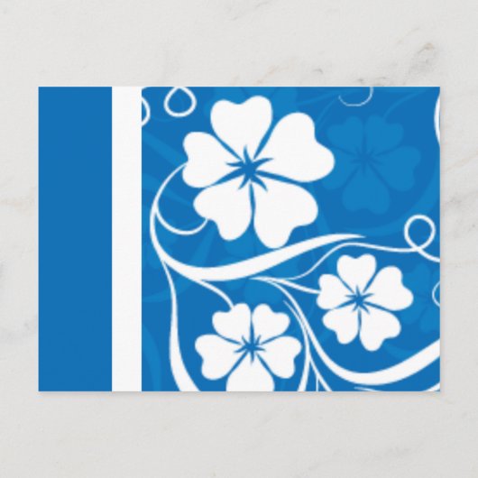 Blue Hisbiscus Party Invitation Uitnodiging Briefkaart (Achterkant)