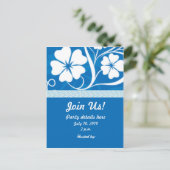 Blue Hisbiscus Party Invitation Uitnodiging Briefkaart (Staand voorkant)