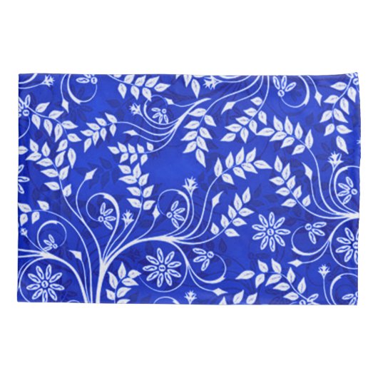Blue Hmong Decorative Floral Pattern Kussensloop (Achterkant)