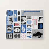 Blue Hockey Elements Stick Puck Player Legpuzzel (Horizontaal)