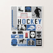 Blue Hockey Elements Stick Puck Player Legpuzzel (Verticaal)