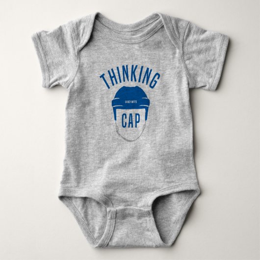 Blue Hockey Helmet Thinking Pet Baby Bodysuit (Voorkant)