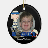 Blue Hockey Player Foto Ornament (Links)