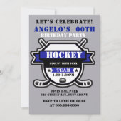 Blue Hockey Theme Birthday Party nodigt uit (Voorkant)
