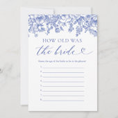 Blue Hoe oud was het bruid Vrijgezellenfeest spel Kaart (Voorkant)