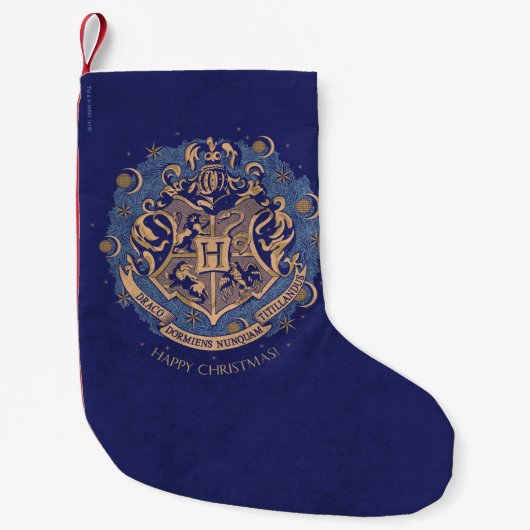Blue HOGWARTS™ Crest Holiday Wreate Kleine Kerstsok (Voorkant)