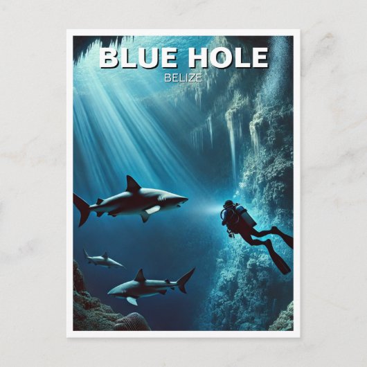 Blue Hole Belize Scuba Diving Briefkaart (Voorkant)
