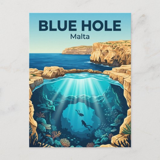 Blue Hole, Gozo Malta Briefkaart (Voorkant)