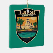 Blue Hole New Mexico Travel Art Badge Keramisch Ornament (Rechts)