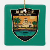 Blue Hole New Mexico Travel Art Badge Keramisch Ornament (Achterkant)