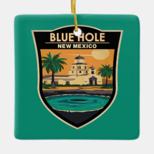 Blue Hole New Mexico Travel Art Badge Keramisch Ornament