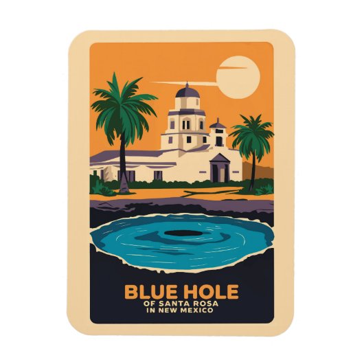 Blue Hole New Mexico Travel Art Vintage Magneet (Verticaal)