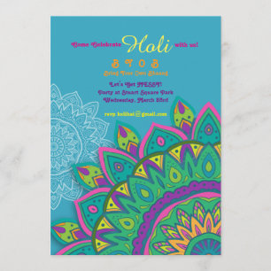 Blue Holi Invitation Kaart