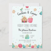 Blue Holiday Cookie Exchange Cookies & Cacao Party Kaart (Voorkant)