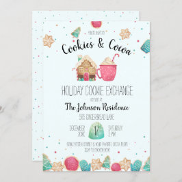 Blue Holiday Cookie Exchange Cookies & Cacao Party Kaart
