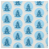 Blue Holiday Fabric Blue KerstTree Fabrics Stof (Swatch)
