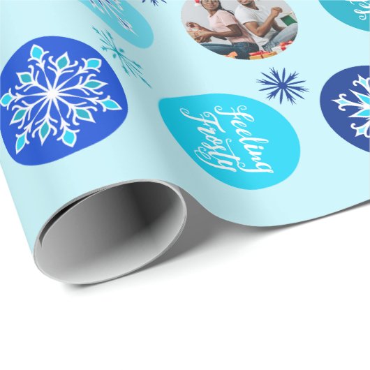 Blue Holiday Foto Cadeaupapier (Rol Hoek)