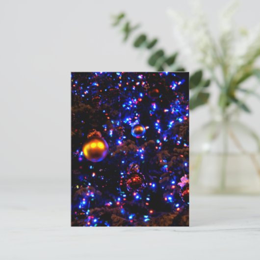 Blue Holiday Glow Feestdagenkaart (Staand voorkant)