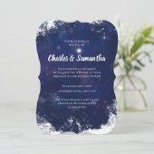 Blue Holiday Greetings Card Christmas Invitation Kaart (Staand voorkant)