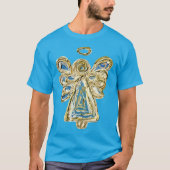 Blue Holiday Guardian Angel Custom Art T-shirt (Voorkant)