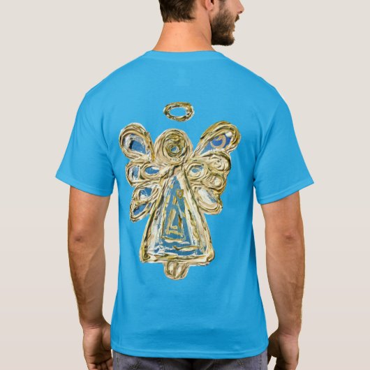 Blue Holiday Guardian Angel Custom Art T-shirt (Achterkant)