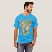 Blue Holiday Guardian Angel Custom Art T-shirt (Voorkant volledig)