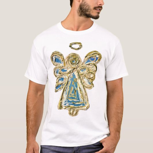 Blue Holiday Guardian Angel Custom Art T-shirt (Voorkant)