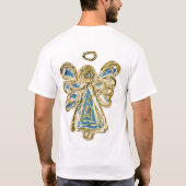 Blue Holiday Guardian Angel Custom Art T-shirt (Achterkant)
