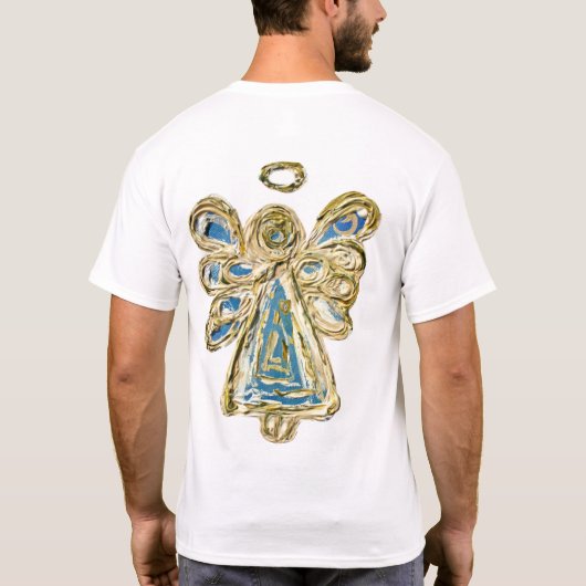 Blue Holiday Guardian Angel Custom Art T-shirt (Achterkant)
